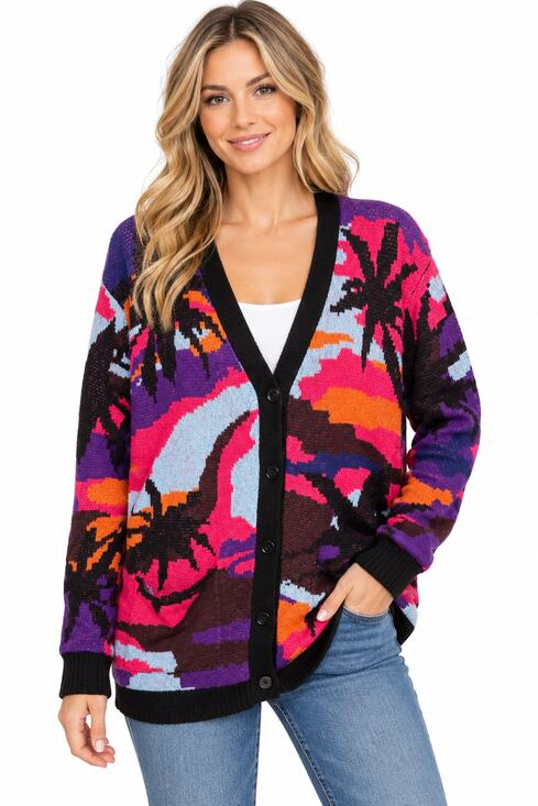 Scotch & Soda Sweaters - Scotch & Soda Colorful Abstract Wool Blend Button Front Cardigan Sweater M NWT